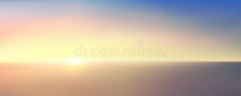 Abstract aerial panoramic view of sunrise over ocean. Nothing but blue bright sky and deep dark water. Beautiful serene scene. Romantic Vector illustration. EPS 10. Abstract aerial panoramic view of sunrise over ocean. Nothing but blue bright sky and deep dark water. Beautiful serene scene. Romantic Vector illustration. EPS 10