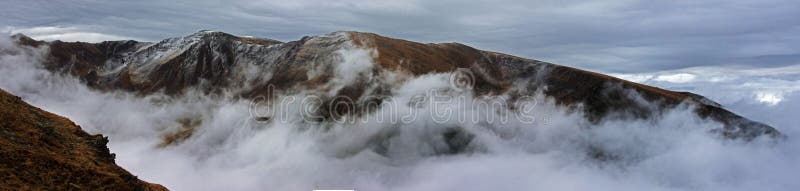 Great panoramic view of a frozen mountain in Fagaras, Romania. Great panoramic view of a frozen mountain in Fagaras, Romania