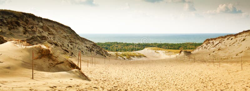 Panoramic view of the Grey Dunes at the Curonian Spit in Nida, Neringa, Lithuania. Panoramic view of the Grey Dunes at the Curonian Spit in Nida, Neringa, Lithuania