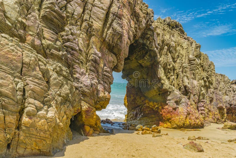 Vue Pedra Furada Jericoacoara Brésil de détail photographie stock Vue Pedra Furada Jericoacoara Brésil de détail photographie stock