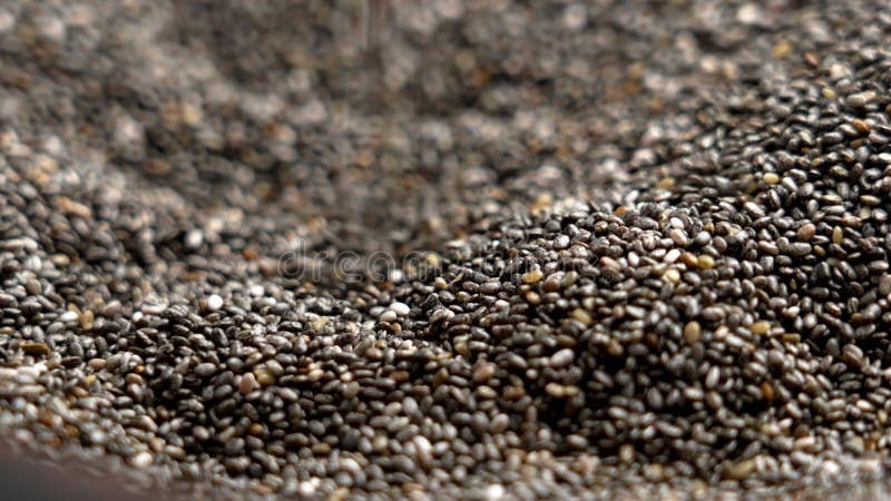 Vue rapprochée d'une main prenant doucement une poignée de graines de chia à la texture naturelle clips vidéos