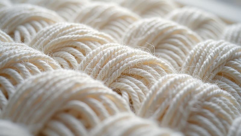 Vue rapprochée des torsions de laine en blanc cassé à la lumière naturelle douce illustration de vecteur