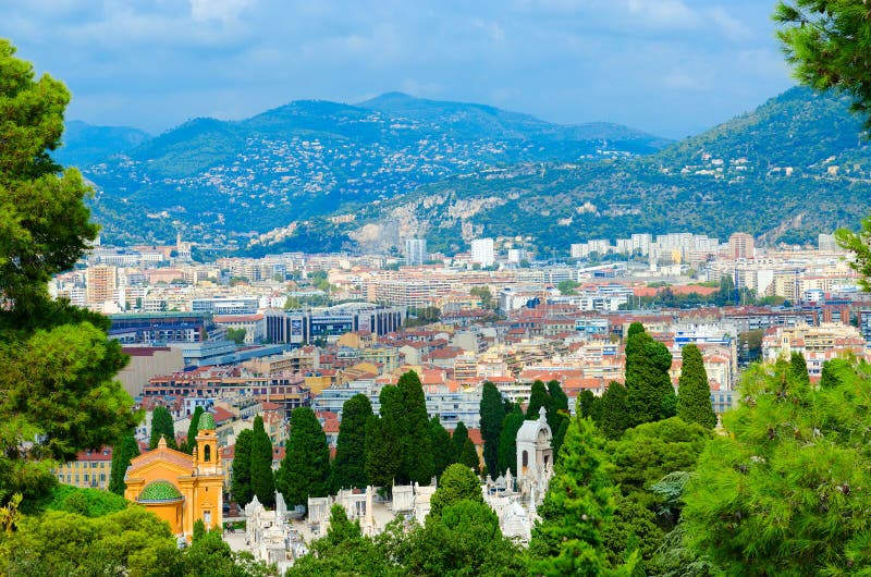 Vue scénique de ci-dessus de Nice, Frances photo libre de droits Vue scénique de ci-dessus de Nice, Frances photo libre de droits
