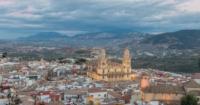 Vue statique sur la cathédrale de Jaen banque de vidéos
