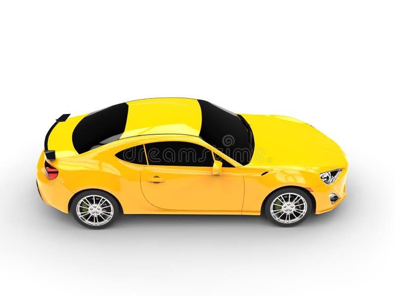 Vue supérieure automobile de sports jaunes génériques illustration stock Vue supérieure automobile de sports jaunes génériques illustration stock