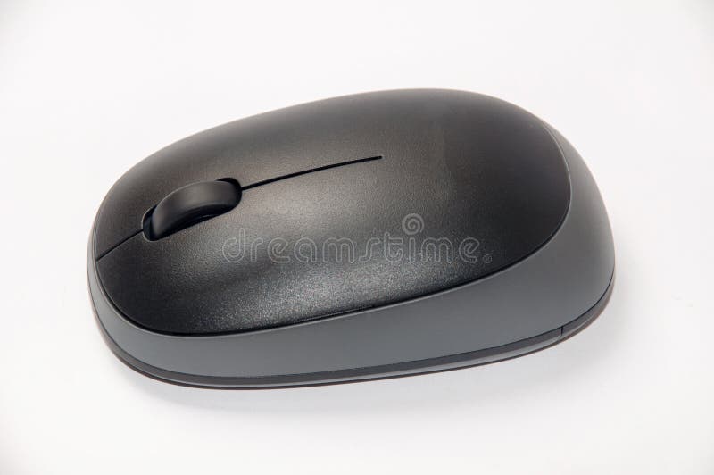 Vue supérieure de souris sans fil noire et grise image stock Vue supérieure de souris sans fil noire et grise image stock