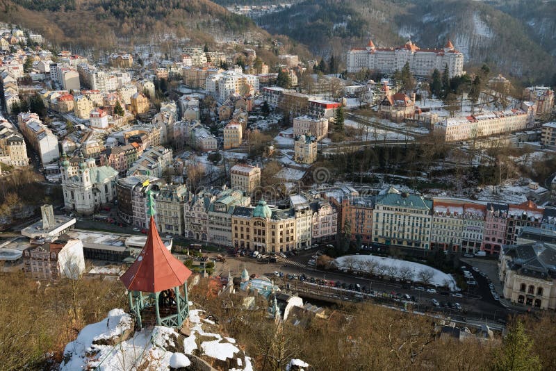 Csar Peter the Great viewpoint - historic centre of spa town Karlovy Vary, Czech republic, Europe. Csar Peter the Great viewpoint - historic centre of spa town Karlovy Vary, Czech republic, Europe