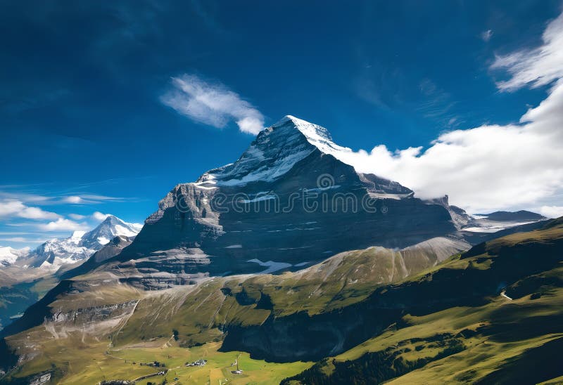 Vue sur la montagne de l'eiger illustration de vecteur