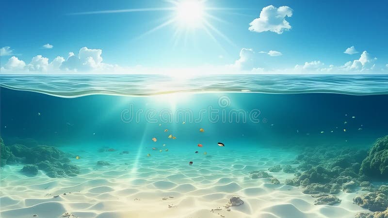 Vue sur les éclats sous-marins de la plage tropicale illustration de vecteur
