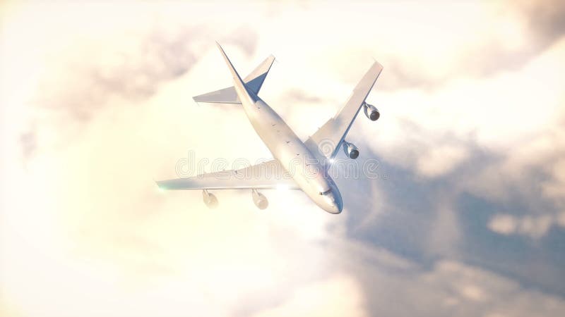 Vuelo comercial del aeroplano sobre las nubes