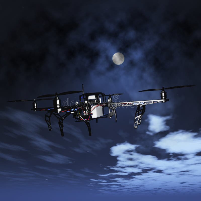 Vuelo del abejón 3D en un cielo nocturno ilustración del vector