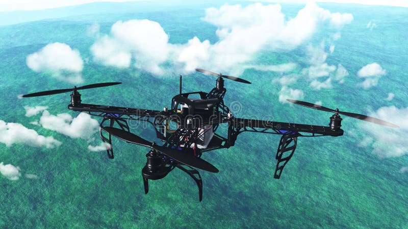 Vuelo del abejón 3D sobre las nubes libre illustration