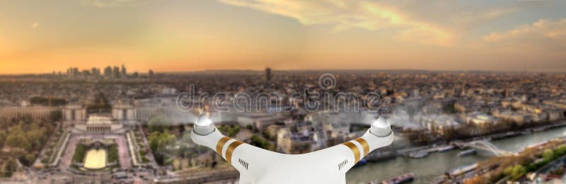 Vuelo del abejón sobre panorama de la ciudad de París imagen de archivo Vuelo del abejón sobre panorama de la ciudad de París imagen de archivo