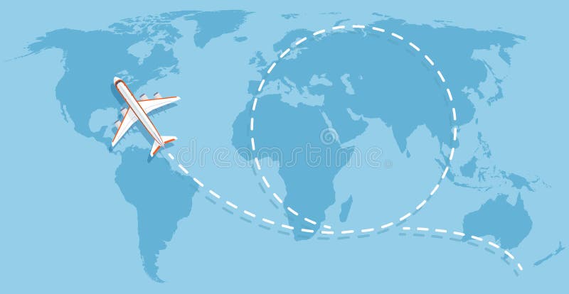 Vuelo del aeroplano sobre mapa del mundo Concepto plano del vector de los aviones que viaja libre illustration Vuelo del aeroplano sobre mapa del mundo Concepto plano del vector de los aviones que viaja libre illustration