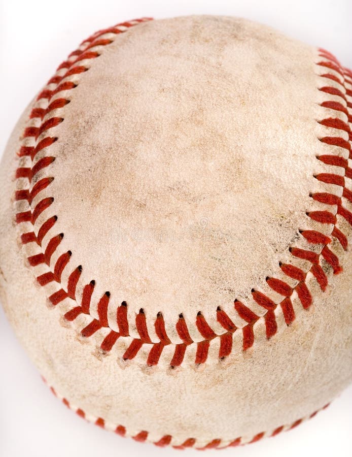 Close-up of a hardball baseball dirty from plenty of use. Close-up of a hardball baseball dirty from plenty of use.