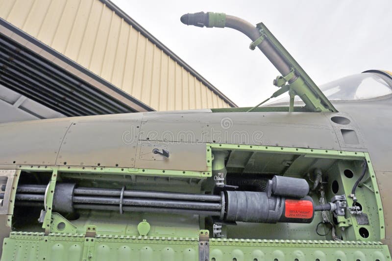 This is a 20mm Vulcan Cannon built by a division of General Electric Corporation. The concept of a multi-barrel, rapid firing machine gun came into use during the Civil War and post-war period. The Gatling Gun was hand-cranked. The Vulcan Cannon is machine driven, giving it a greater rate of fire. It fires a powerful 20mm round. This is a 20mm Vulcan Cannon built by a division of General Electric Corporation. The concept of a multi-barrel, rapid firing machine gun came into use during the Civil War and post-war period. The Gatling Gun was hand-cranked. The Vulcan Cannon is machine driven, giving it a greater rate of fire. It fires a powerful 20mm round.