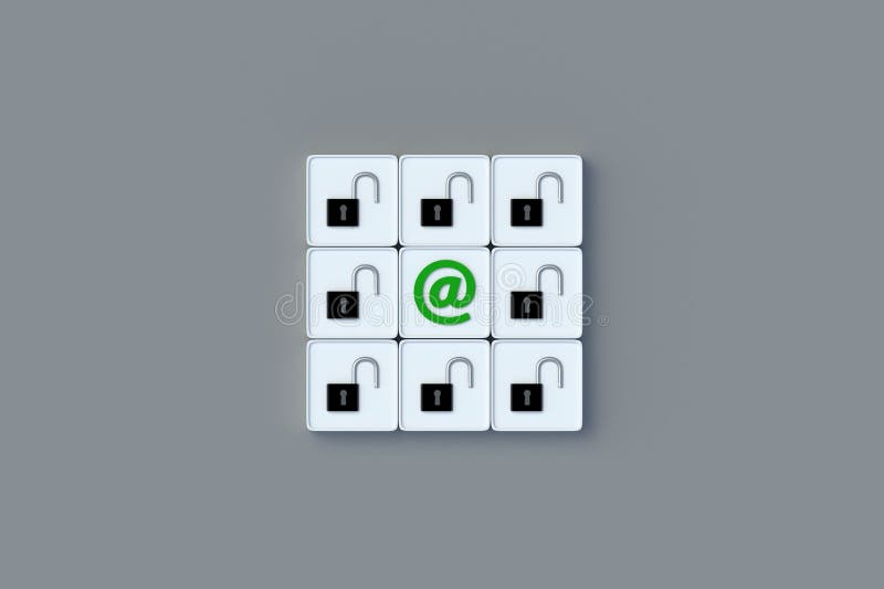 Vulnerability to cyber attacks. Open access to mail. Spam protection concept royalty free illustration