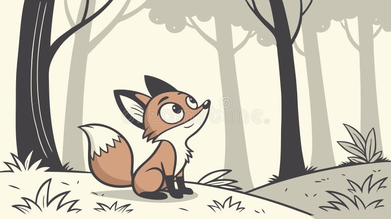 Vulpe drăguță stând într-o scenă de pădure animale sălbatice ilustrare vector design Generative AI royalty free illustration