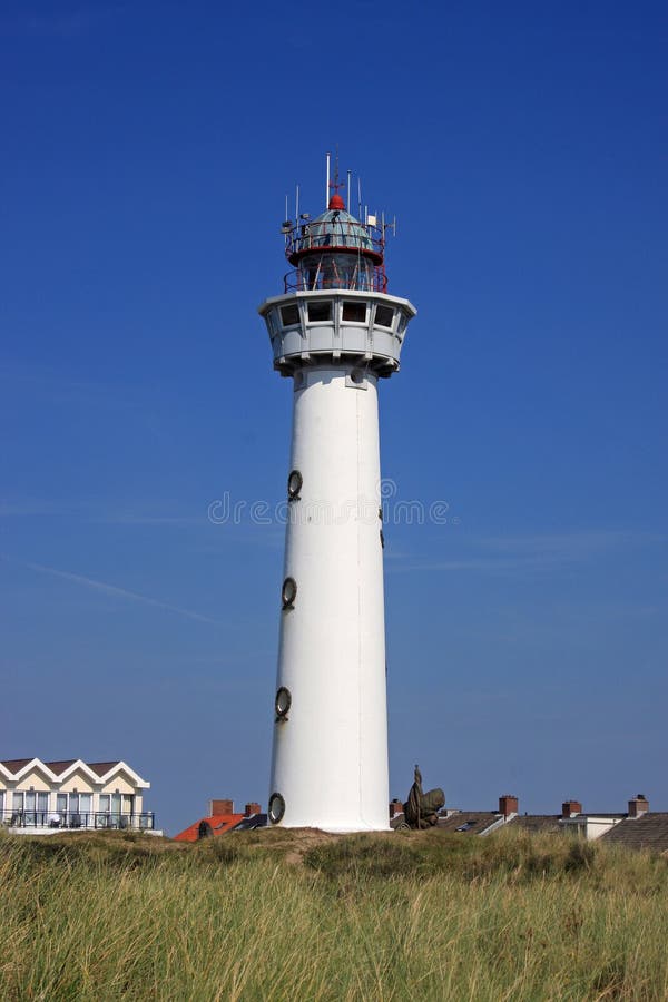 Vuurtoren in Egmond Aan Zee Noordzee, Nederland Stock Afbeelding