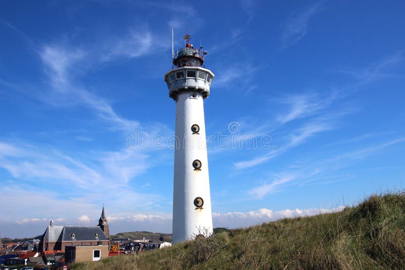 Vuurtoren in Egmond Aan Zee, Nederland Stock Afbeelding Image of