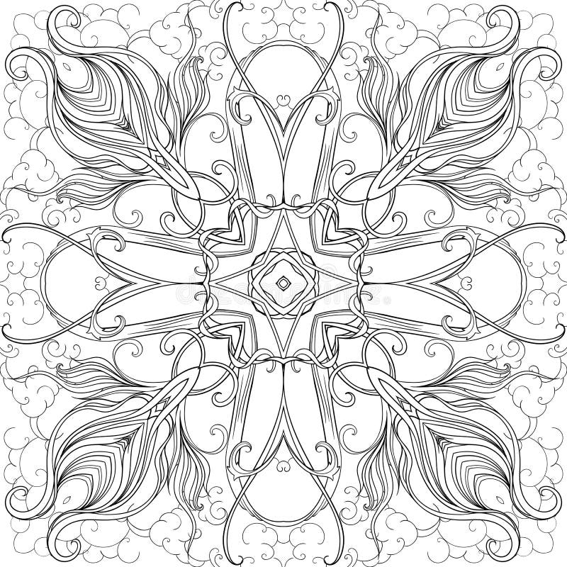Vuxen färga page-mandala7 vektor illustrationer Vuxen färga page-mandala7 vektor illustrationer