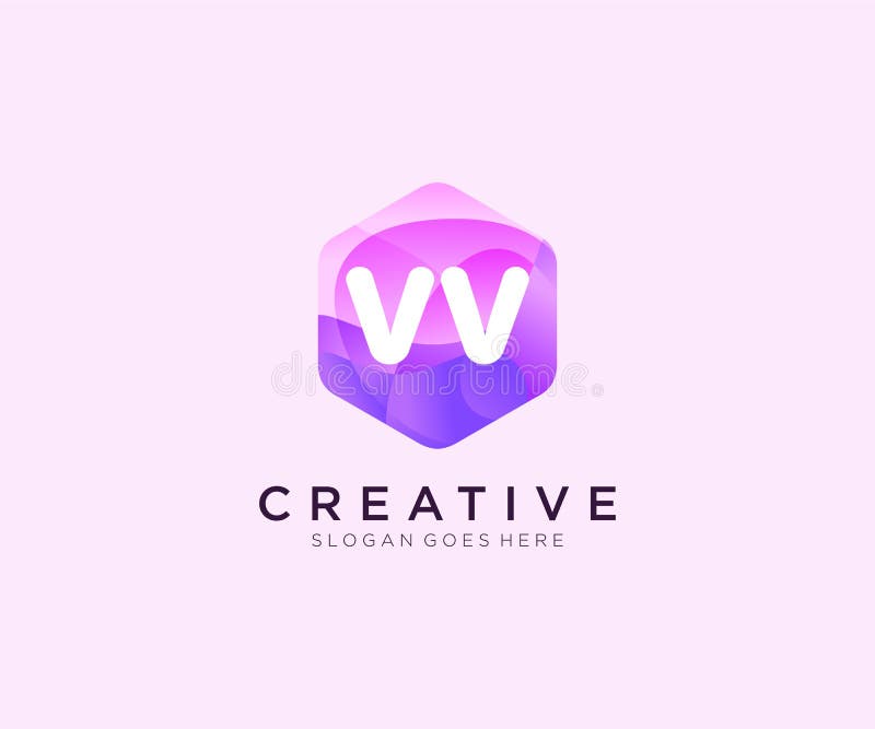 VV initial logo With Colorful Hexagon Modern Business Alphabet Logo template vector royalty free illustration
