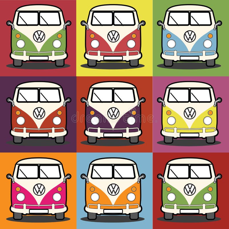 VW Camper Van Pop Art Andy Warhol Style Glossy Vector Illustration ...