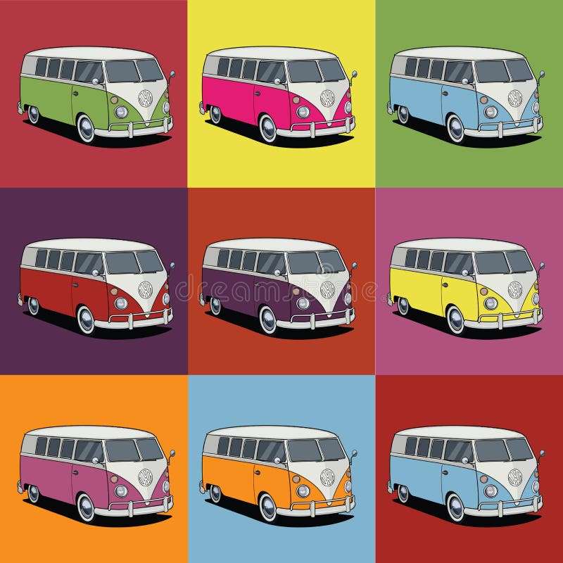 VW Camper Van Pop Art Andy Warhol Style Glossy Vector Illustration ...