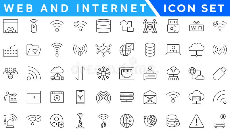 VWireless and Network vector line icon set. Contains linear outline icons like Connection, Signal, Internet, Phone, Radio vector illustration