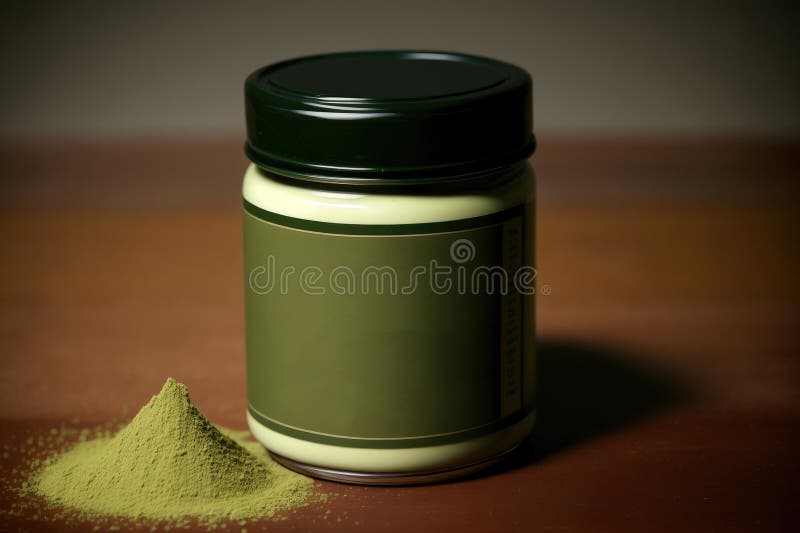 Vy över matcha-pulvergrönt te i tarmspets bambu, där traditionell dryckesplåtsprocess används för att framställa tändsticksdrycker royaltyfri illustrationer