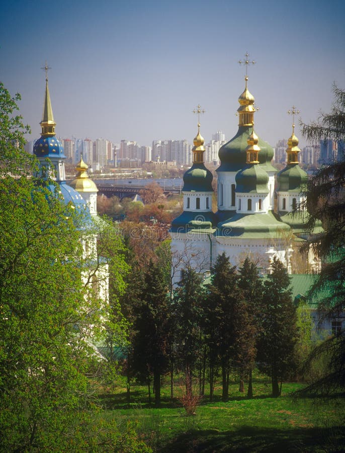 Vydubychi monastery in spring. Kyiv, Ukraine.