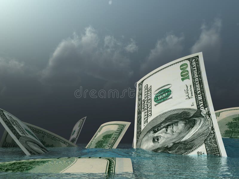 Vá abaixo dos dólares imagens de stock