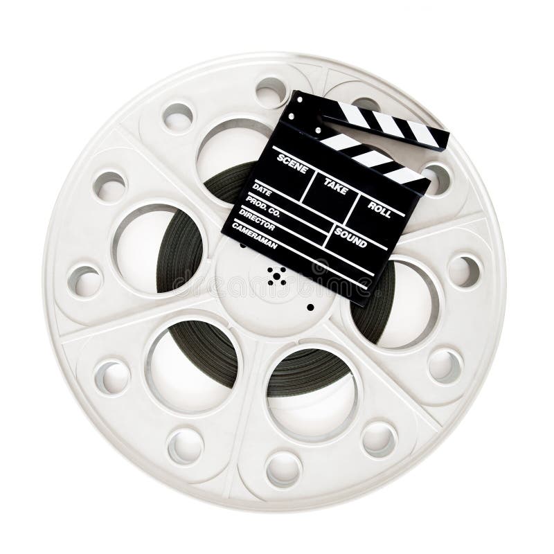 Válvula do filme no carretel de filme do cinema de 35 milímetros isolado fotografia de stock royalty free Válvula do filme no carretel de filme do cinema de 35 milímetros isolado fotografia de stock royalty free