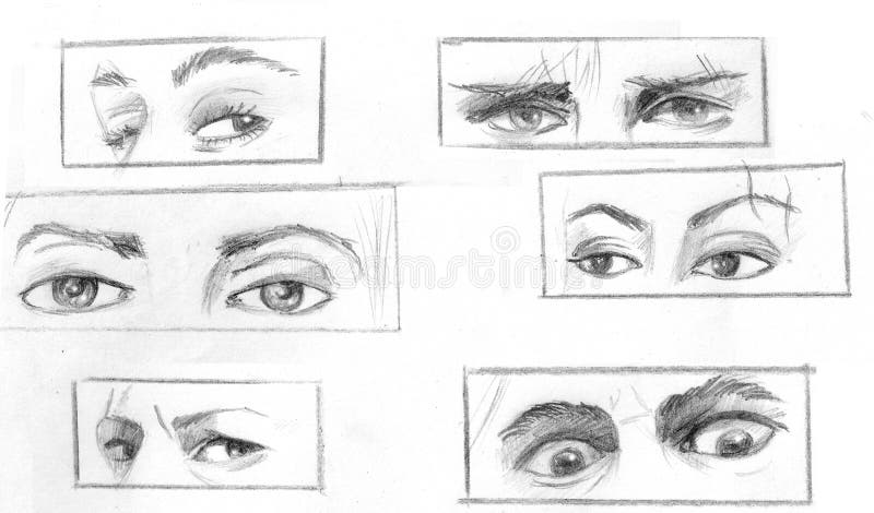 Várias formas ajustadas e expressões que envolvem os olhos ilustração stock Várias formas ajustadas e expressões que envolvem os olhos ilustração stock