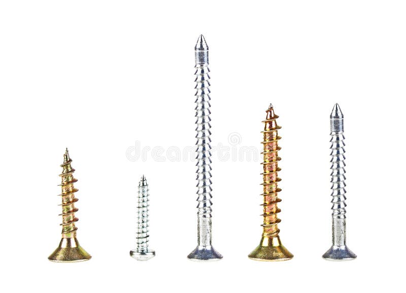 Vários parafusos sobre fundo branco imagem de stock Vários parafusos sobre fundo branco imagem de stock