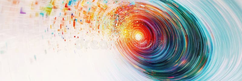 Vârtej abstract viu de lumină și energie multicoloră cu model concentric și neclaritate dinamică a mișcării în mijlocul unui spect stock images