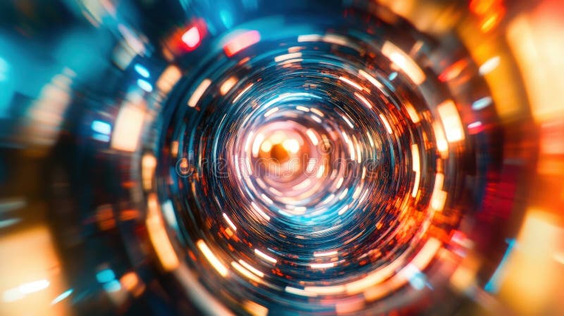 Vârtejul colorat de lumini într-o mișcare circulară creează o experiență vizuală dinamică vibrantă a mișcării și a energiei royalty free stock photos