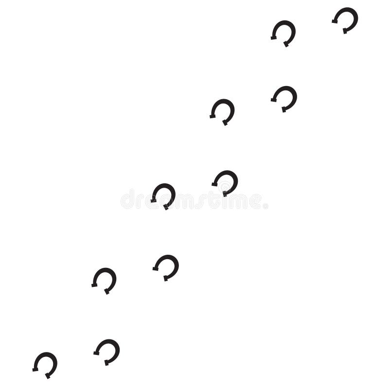 Väg för fotspår för moment för sko för häst för vektorsvart plan på vit bakgrund vektor illustrationer Väg för fotspår för moment för sko för häst för vektorsvart plan på vit bakgrund vektor illustrationer