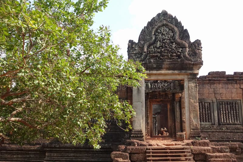 Vägg av den Bayon templet på Angkor Thom royaltyfri bild Vägg av den Bayon templet på Angkor Thom royaltyfri bild