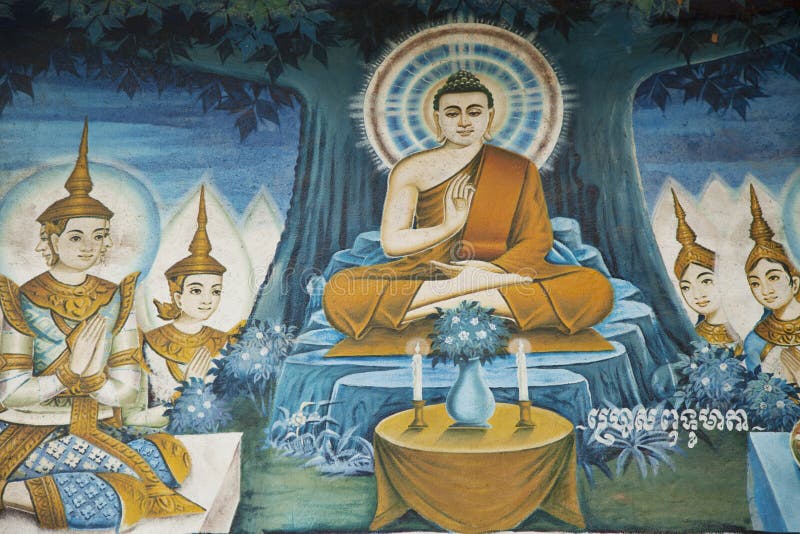 Väggmålning för buddistisk tempel