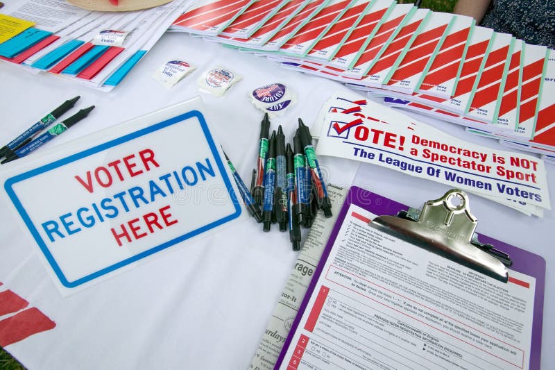 Voter registration forms promoting citizen participation at Thomas Jefferson's Monticello on July 4, 2005 for new American Citizens being sworn in as American Citizens. Voter registration forms promoting citizen participation at Thomas Jefferson's Monticello on July 4, 2005 for new American Citizens being sworn in as American Citizens