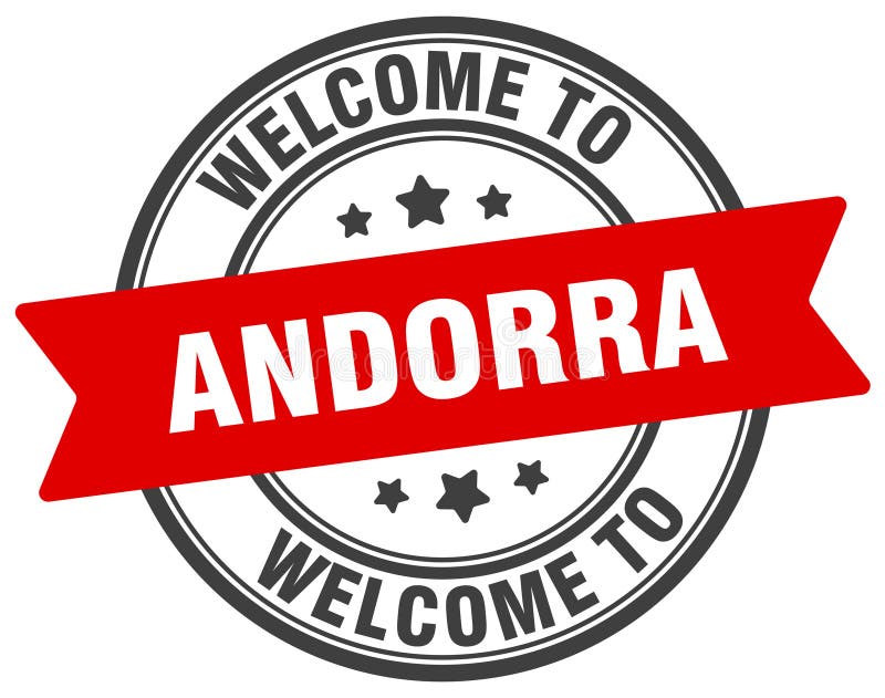 Välkommen till Andorra-stämpel. Andorra-rundsignal stock illustrationer