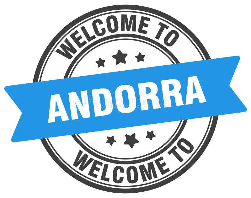 Välkommen till andorrstämpel. andorrrunda tecken royaltyfri illustrationer