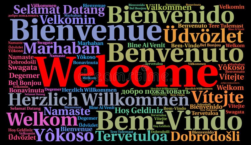 Välkommet ordmoln i olika språk