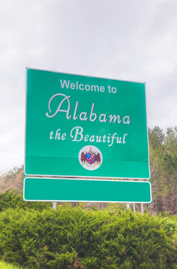 Välkomna till Alabama det härliga tecknet arkivbilder Välkomna till Alabama det härliga tecknet arkivbilder