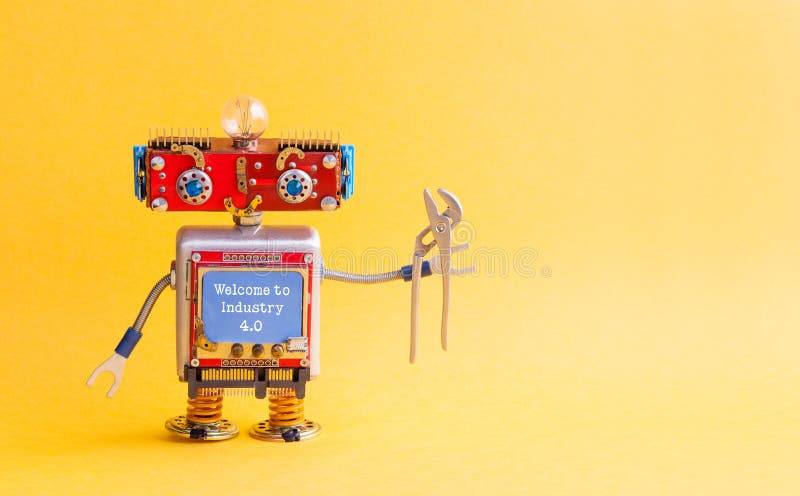 Välkomna till bransch 4 Uttrycka av rött färgar lokaliserat över text av vit färgar Roboten för maskineri för IT-specialiststeamp royaltyfria foton Välkomna till bransch 4 Uttrycka av rött färgar lokaliserat över text av vit färgar Roboten för maskineri för IT-specialiststeamp royaltyfria foton