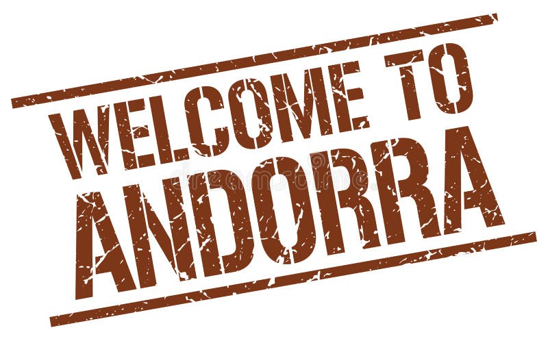 Välkomnande till den Andorra stämpeln vektor illustrationer