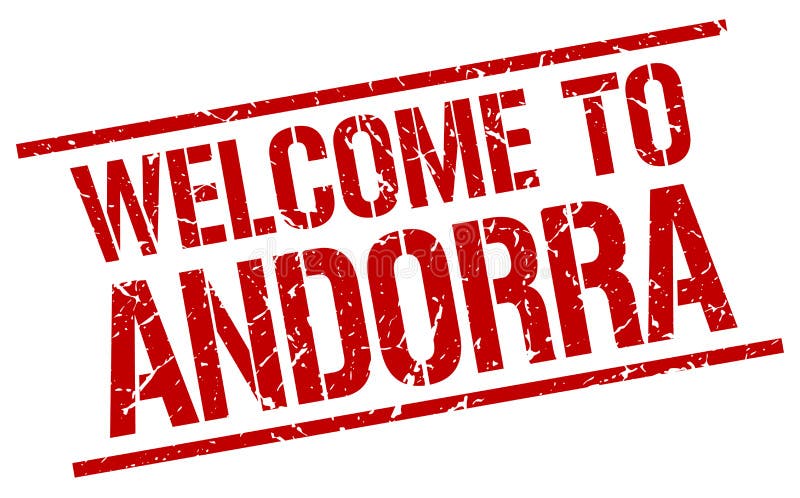 Välkomnande till den Andorra stämpeln royaltyfri illustrationer