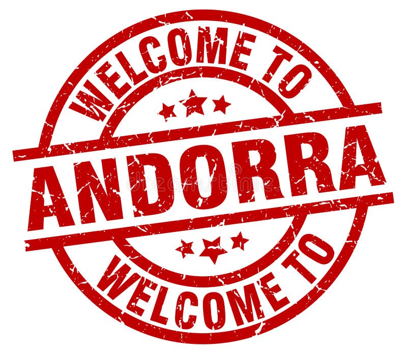 Välkomnande till den Andorra stämpeln vektor illustrationer