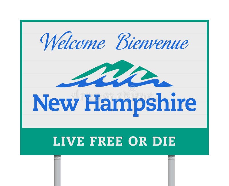 Vector illustration of the Welcome to New Hampshire road sign with the French translation for welcome. Vector illustration of the Welcome to New Hampshire road sign with the French translation for welcome